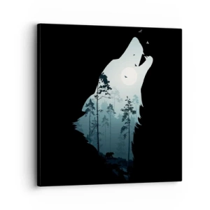 Tablou pe pânză - O voce în pădure de noapte - 30x30 cm