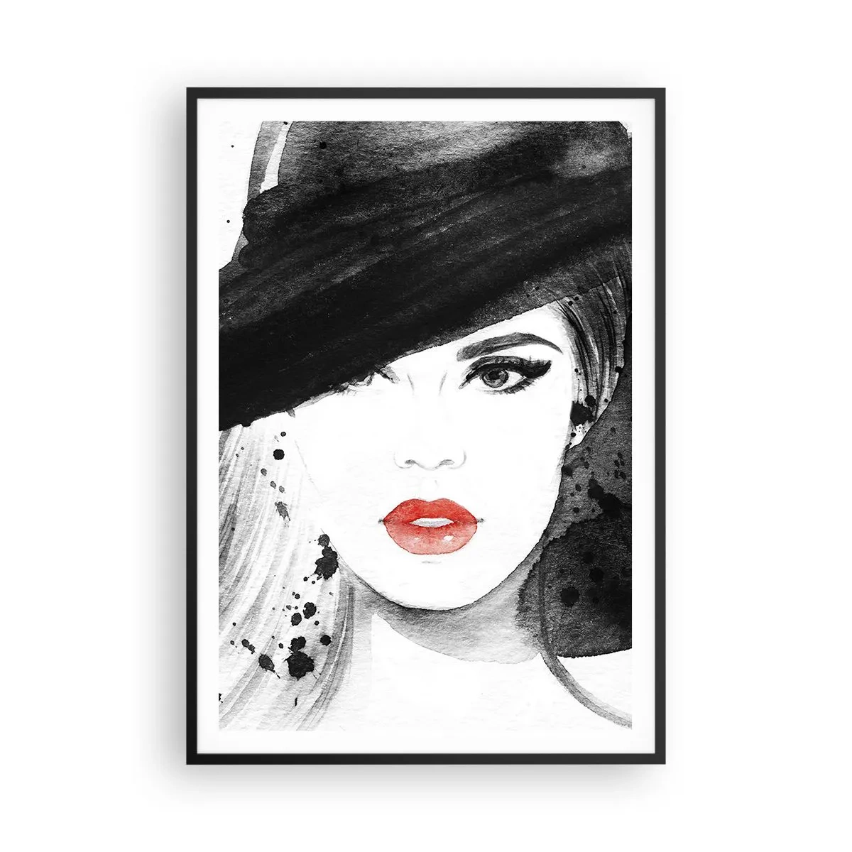 Poster în ramă neagră - Doamna în negru - 70x100 cm
