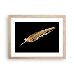 Poster în ramă de stejar deschis - Pană aurie perfectă - 40x30 cm