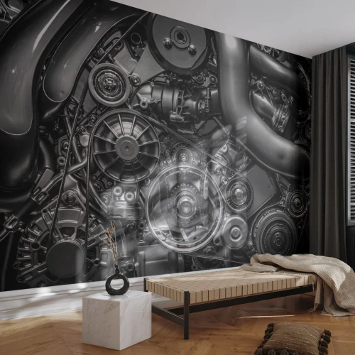 Tapet Premium Canvas - Poezia mecanicii - Motor, Mecanic, Metal - 400x280 cm