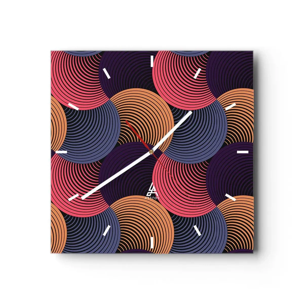 Ceas de perete - Ceas pe sticlă - Într-un ritm de cerc - 40x40 cm