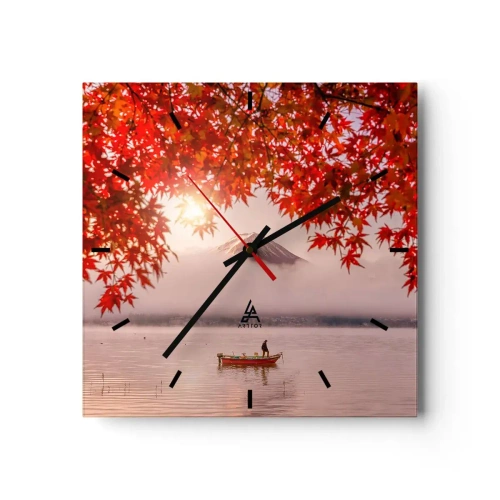 Ceas de perete - Ceas pe sticlă - În stil japonez - 30x30 cm