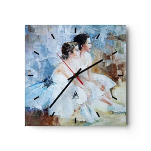 Ceas de perete - Ceas pe sticlă - Odihna lebedelor tinere - 30x30 cm
