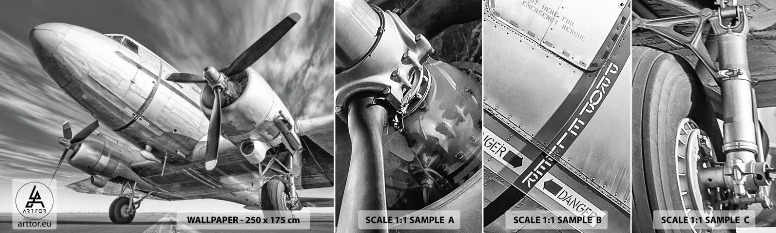 Mostră de Tapet Standard Eco - Întotdeauna gata de zbor - Avion, Retro, Avioane - 100x30 cm