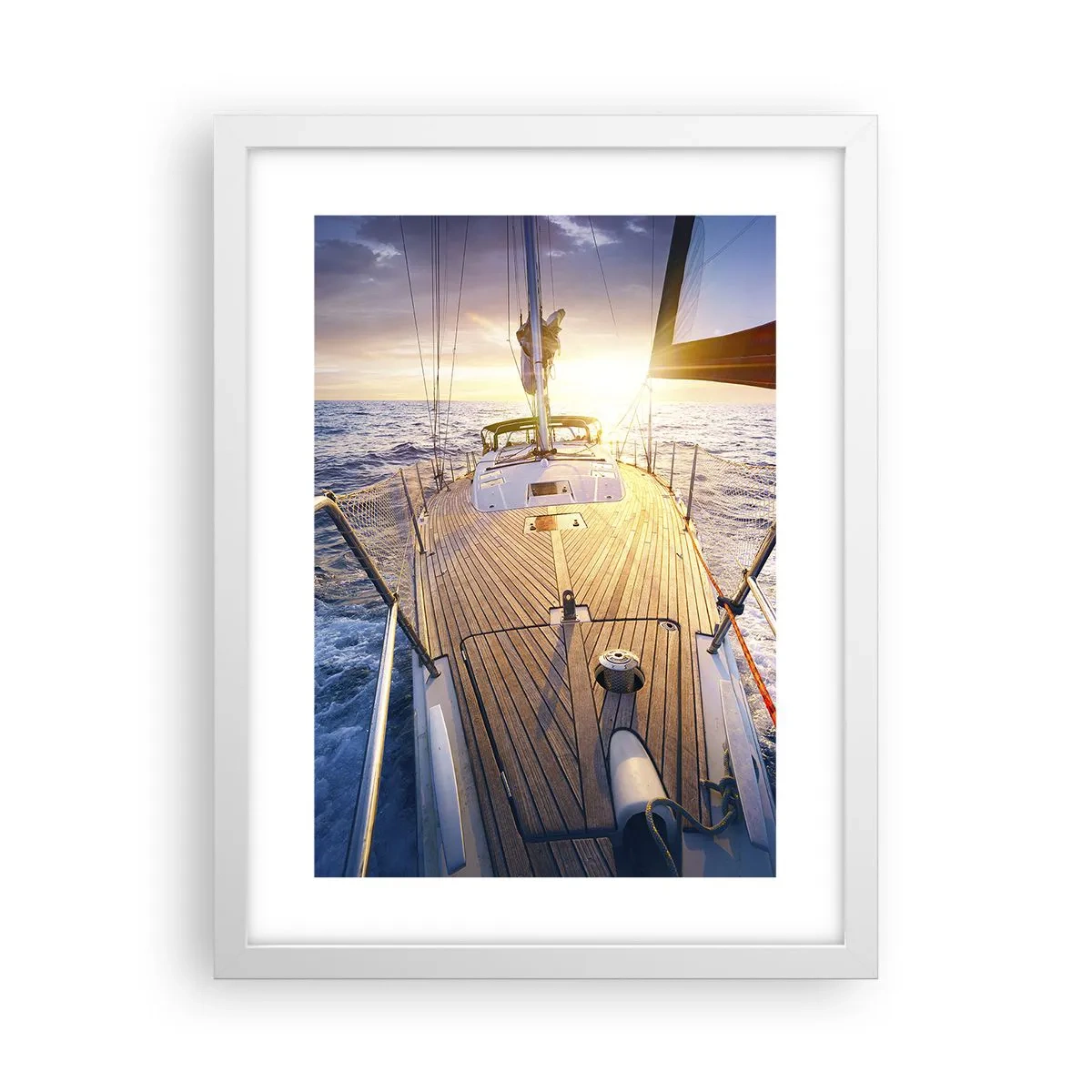Poster în ramă albă - Alergând pe valuri - 30x40 cm