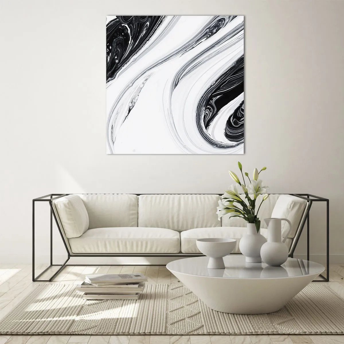 Tablou pe sticlă - Combinație de contrarii - 70x70 cm