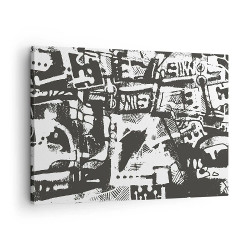 Tablou pe pânză Canvas - Model retro monocrom abstract - 70x50cm - Ordine sau haos? - Decorațiune modernă pentru perete pentru living și dormitor ARTTOR