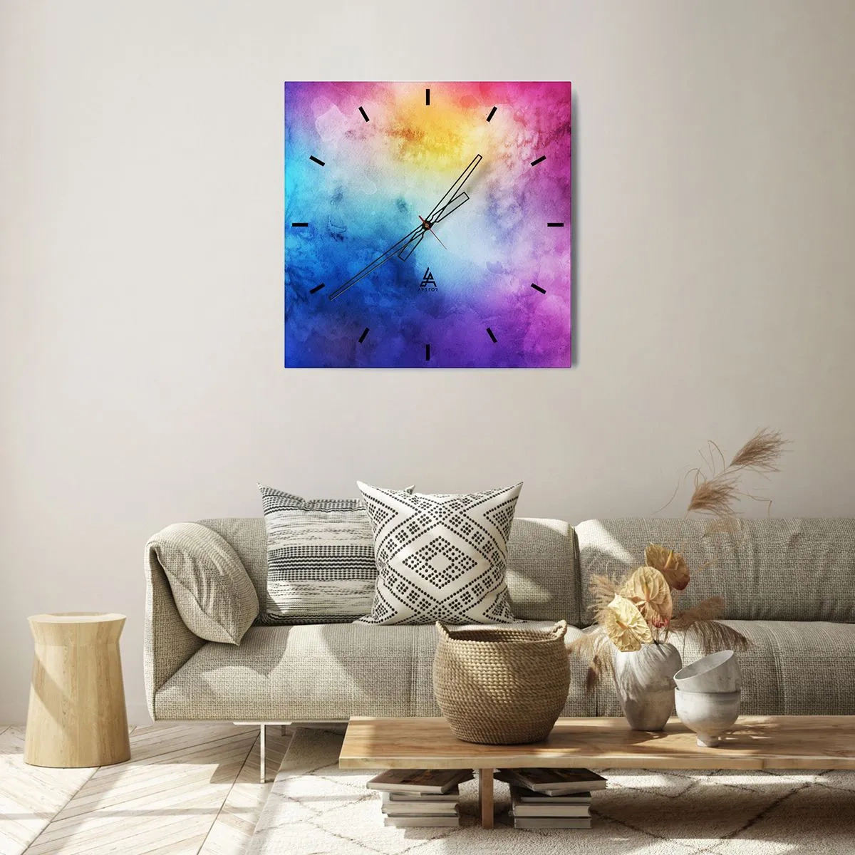 Ceas de perete - Ceas pe sticlă - Aproape în al șaptelea cer - 40x40 cm