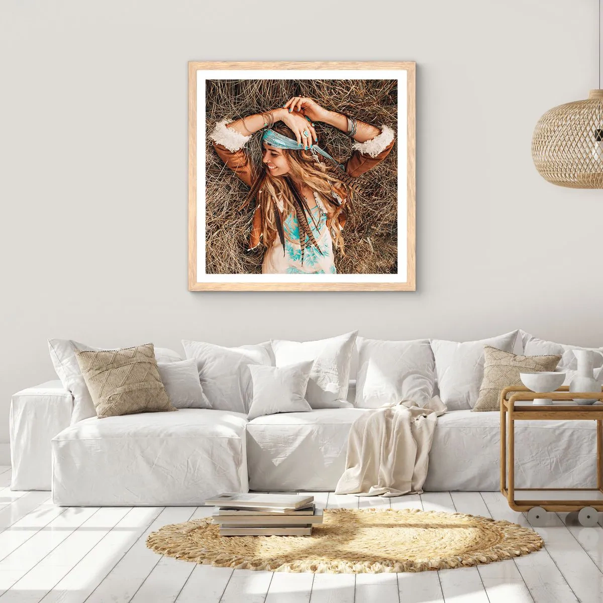 Poster în ramă de stejar deschis - În drum spre vara iubirii - 50x50 cm