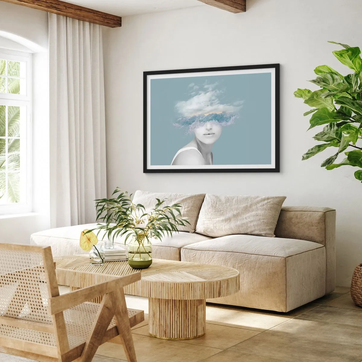 Poster în ramă neagră - Cu capul în nori - 70x50 cm