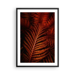 Poster în ramă neagră - Frunze de palmier roșii în iluminare artistică - 50x70cm - Ardoarea vieții - Decorațiune modernă pentru perete pentru living și dormitor ARTTOR
