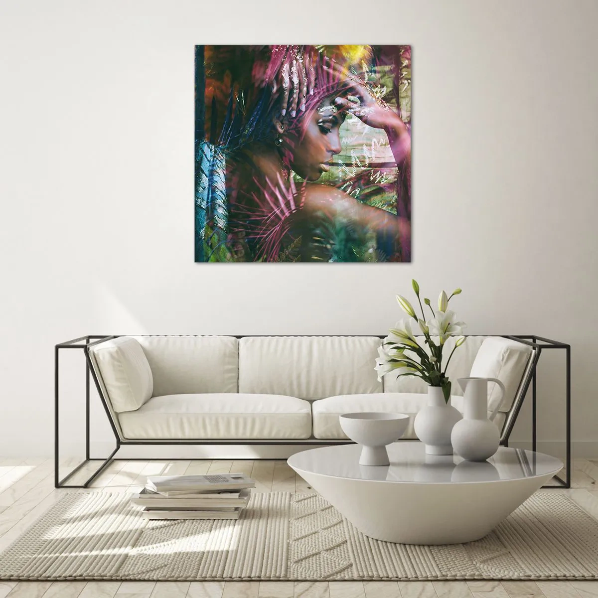 Tablou pe sticlă - Mama Natură în junglă - 40x40 cm