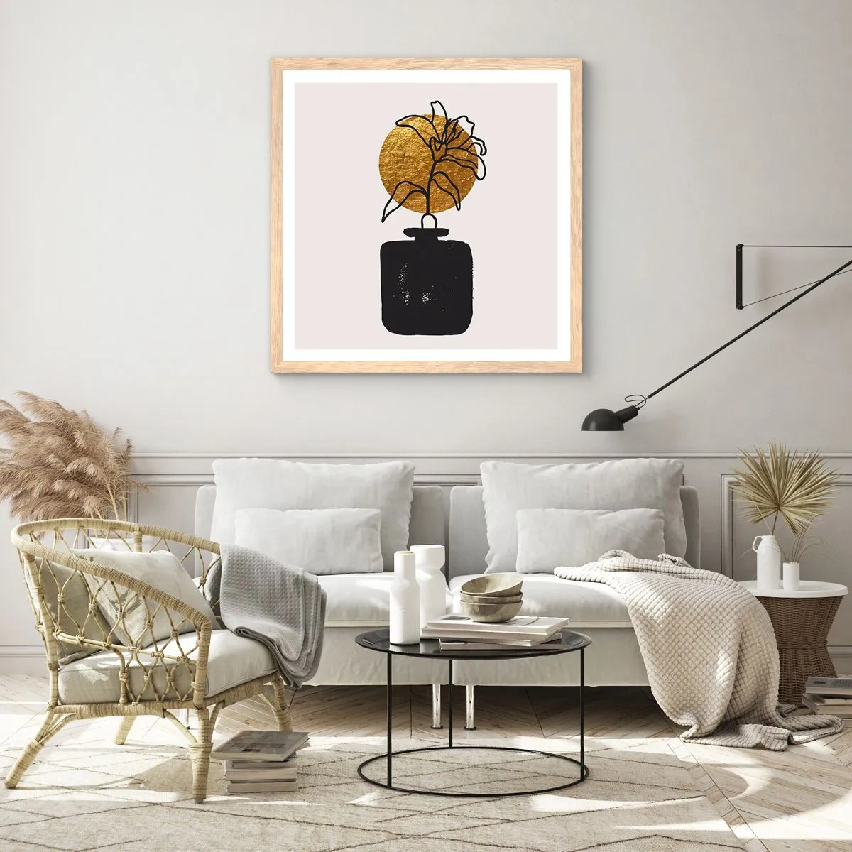 Poster în ramă de stejar deschis - Cât cântărește aurul? - 60x60 cm