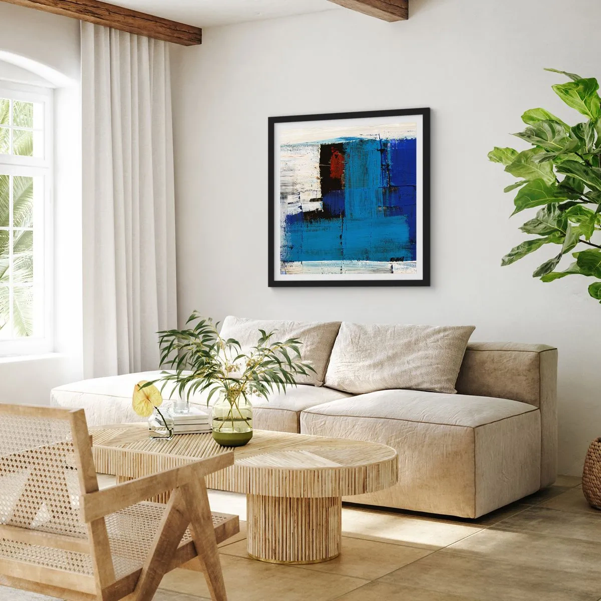 Poster în ramă neagră - Secretul albastru - 60x60 cm