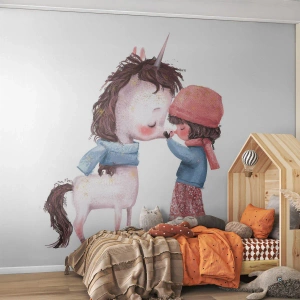 Tapet Standard Eco - O poveste de iarnă - Pentru copii, Inorog, Fată - 250x175 cm