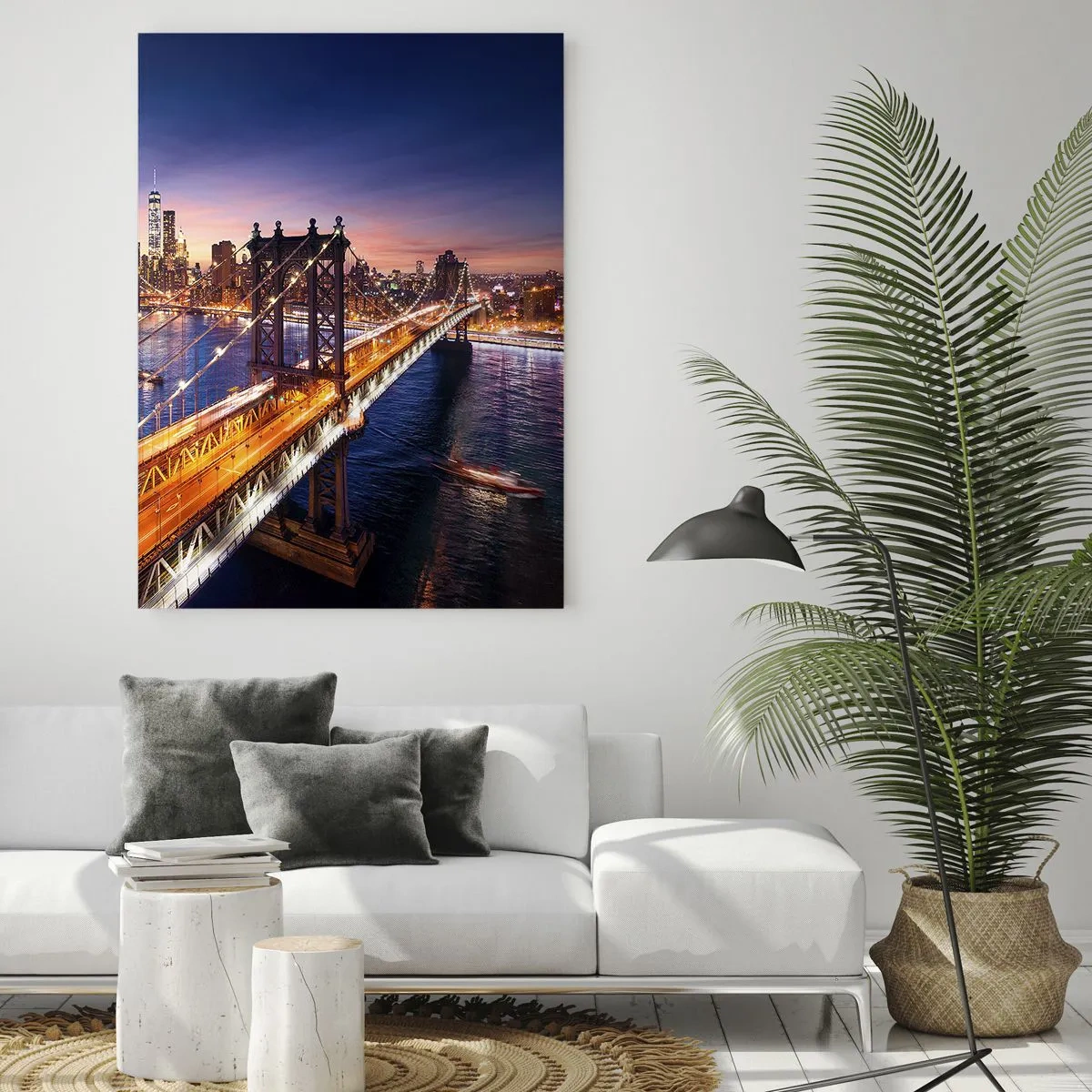 Tablou pe sticlă - Pe un pod luminos către inima orașului - 50x70 cm