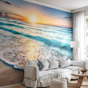 Fototapetă personalizată Premium Sand - Priveliștea cu apus de soare - Peisaj, plajă, Apus de soare