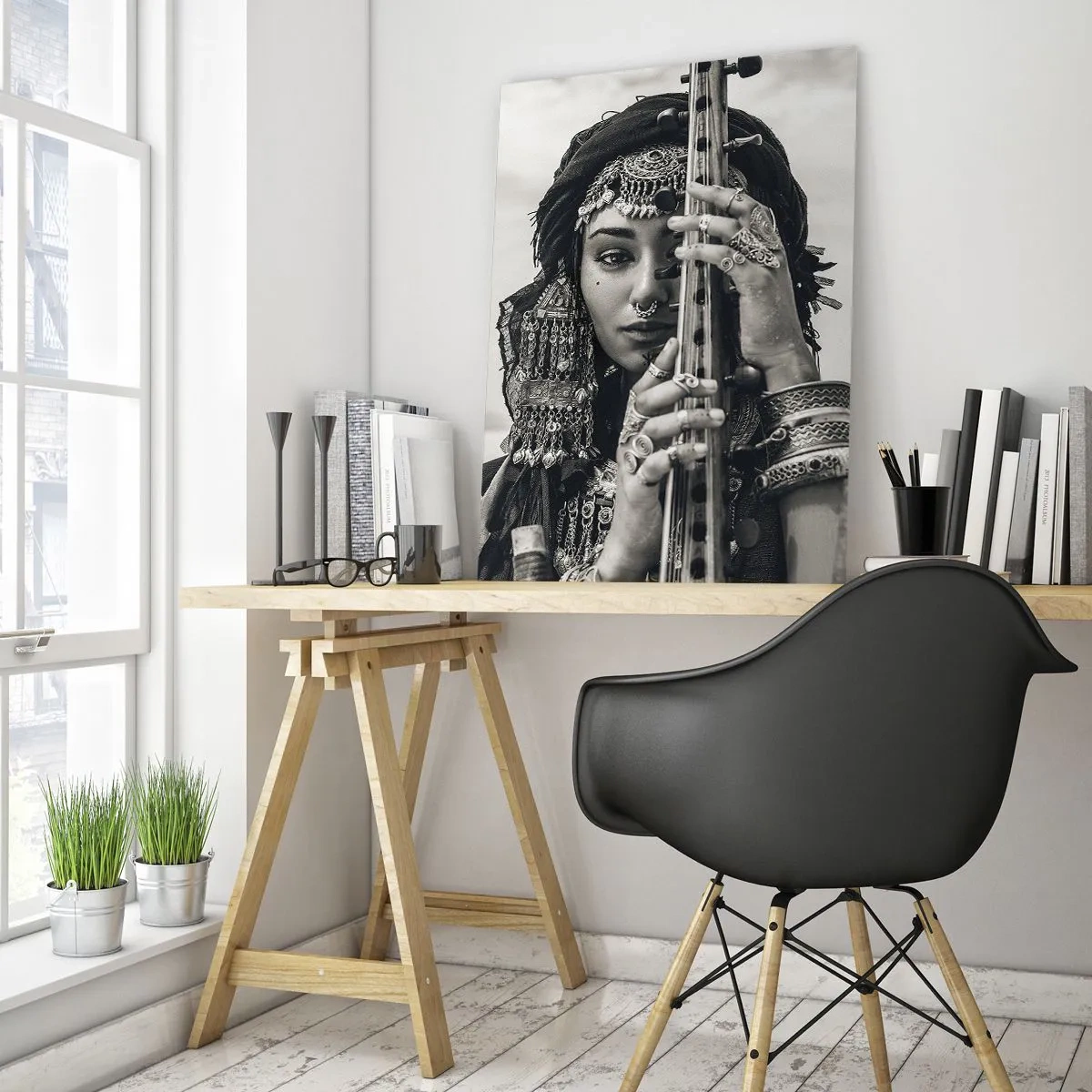 Tablou pe sticlă - Muzica orientală în sine - 50x70 cm