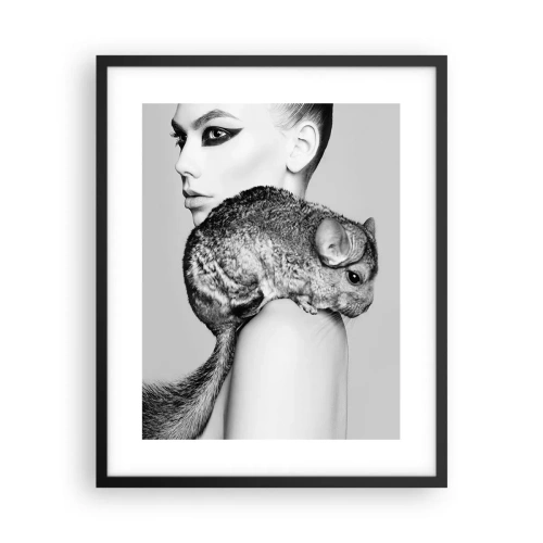 Poster în ramă neagră - Dama cu șinșilă - 40x50 cm