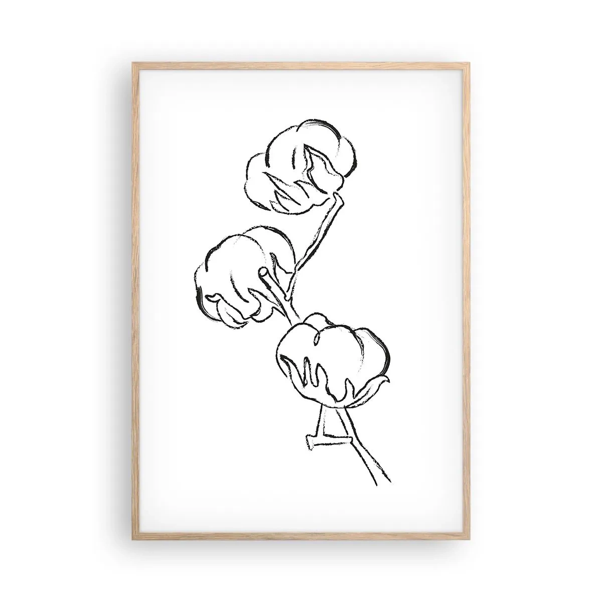 Poster în ramă de stejar deschis - Pufuri de bumbac - 70x100 cm