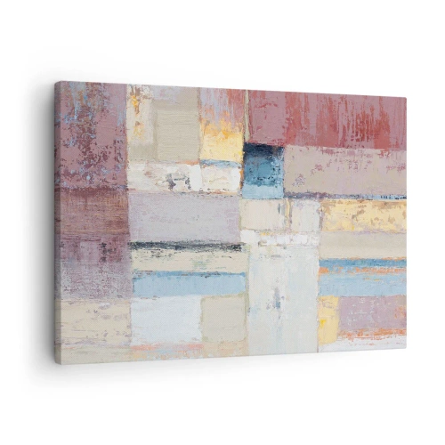 Tablou pe pânză Canvas - Compoziție geometrică în culori pastelate - 70x50cm - Liniștea geometriei - Decorațiune modernă pentru perete pentru living și dormitor ARTTOR