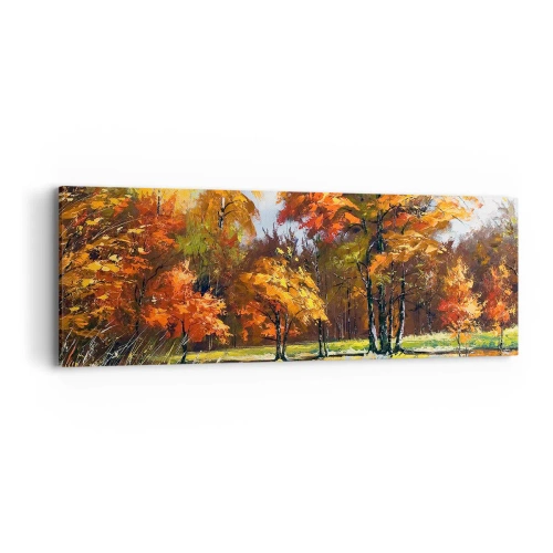 Tablou pe pânză - Peisaj în aur și bronz - 90x30 cm