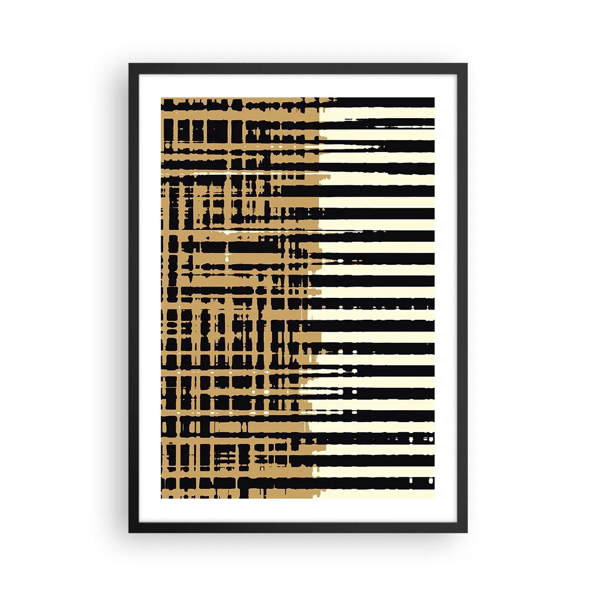 Poster în ramă neagră - Model geometric cu linii și culori calde - 50x70cm - Abstracție arhitecturală - Decorațiune modernă pentru perete pentru living și dormitor ARTTOR