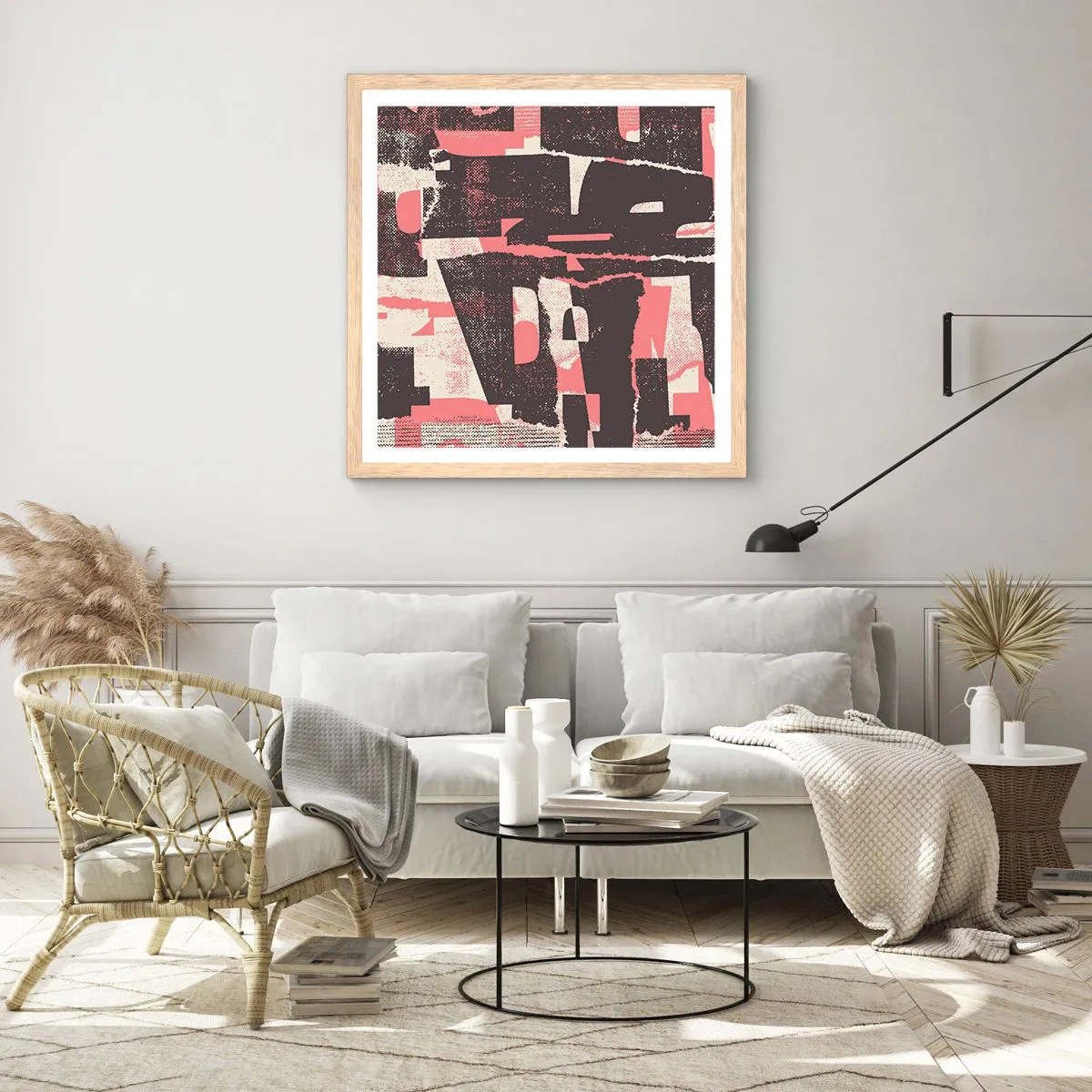 Poster în ramă de stejar deschis - Toată această agitație - 40x40 cm