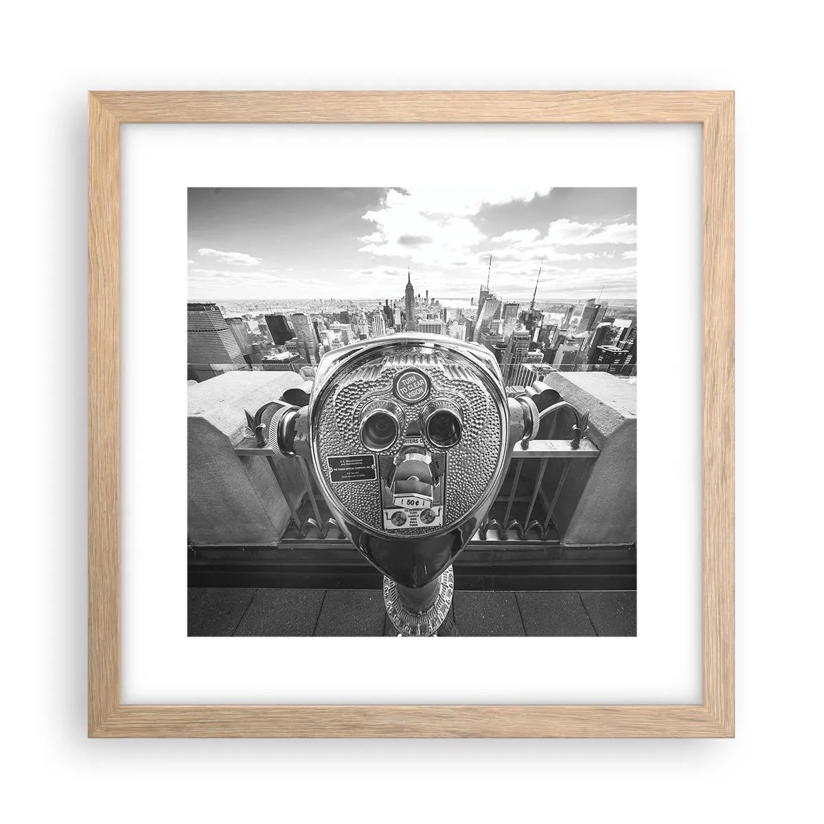 Poster în ramă de stejar deschis - Orașul de deasupra orașelor - 30x30 cm