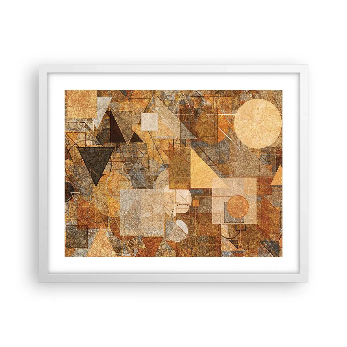 Poster în ramă albă - Studiu cubist de bronz - 50x40 cm