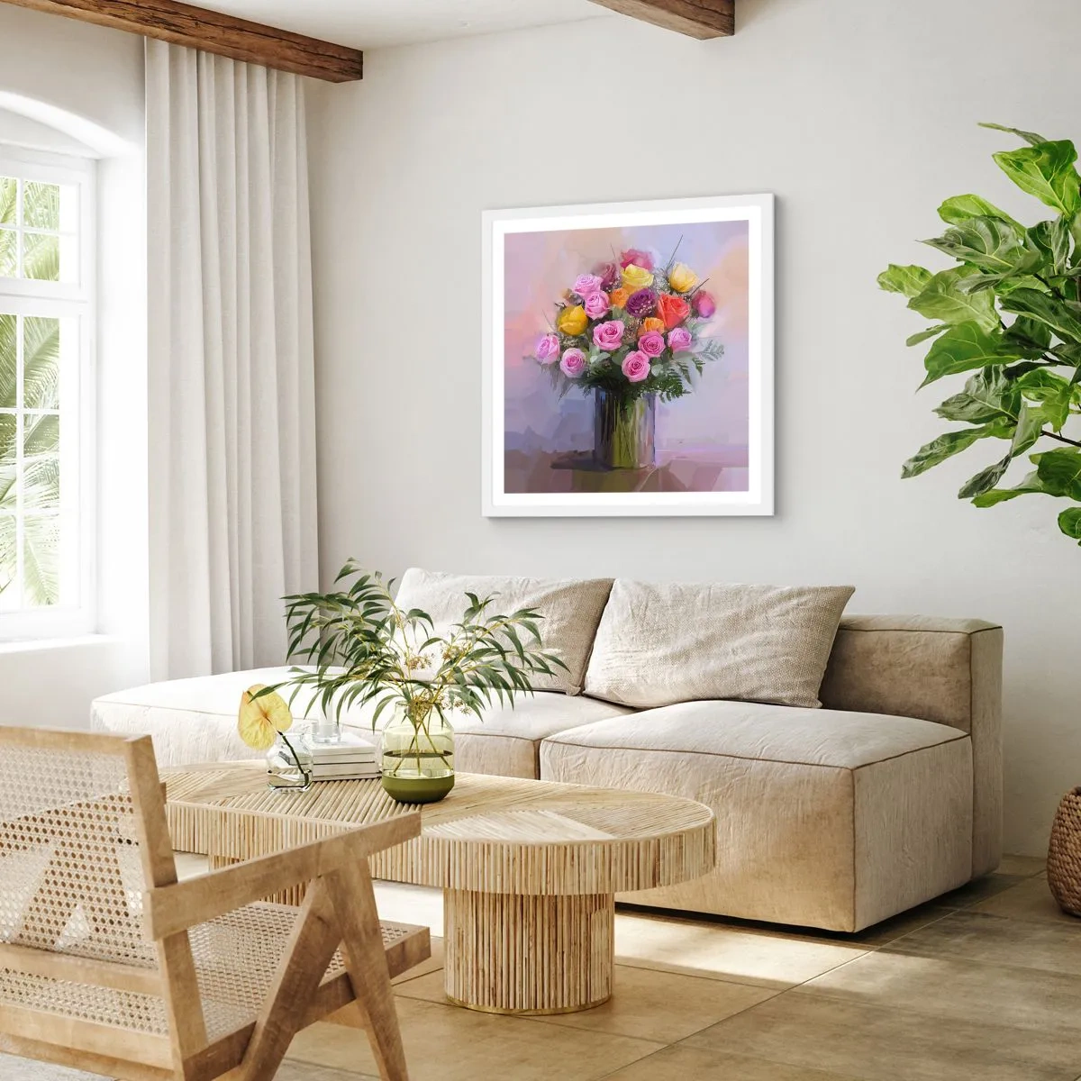 Poster în ramă albă - Frumusețe reținută - 40x40 cm