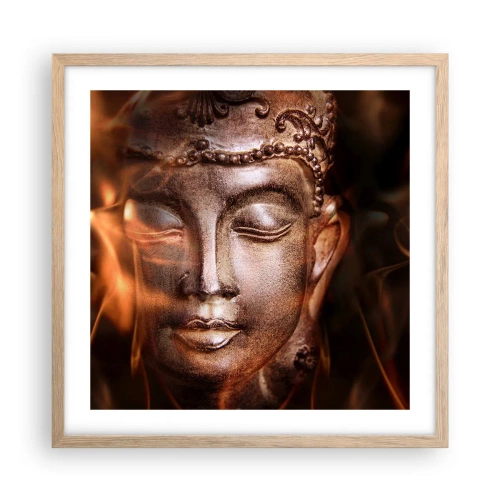 Poster în ramă de stejar deschis - Există doar aici și acum - 50x50 cm