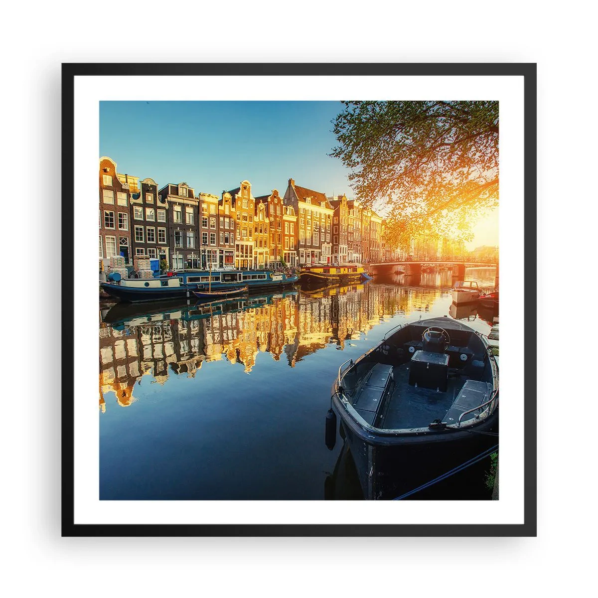 Poster în ramă neagră - Dimineața în Amsterdam - 60x60 cm