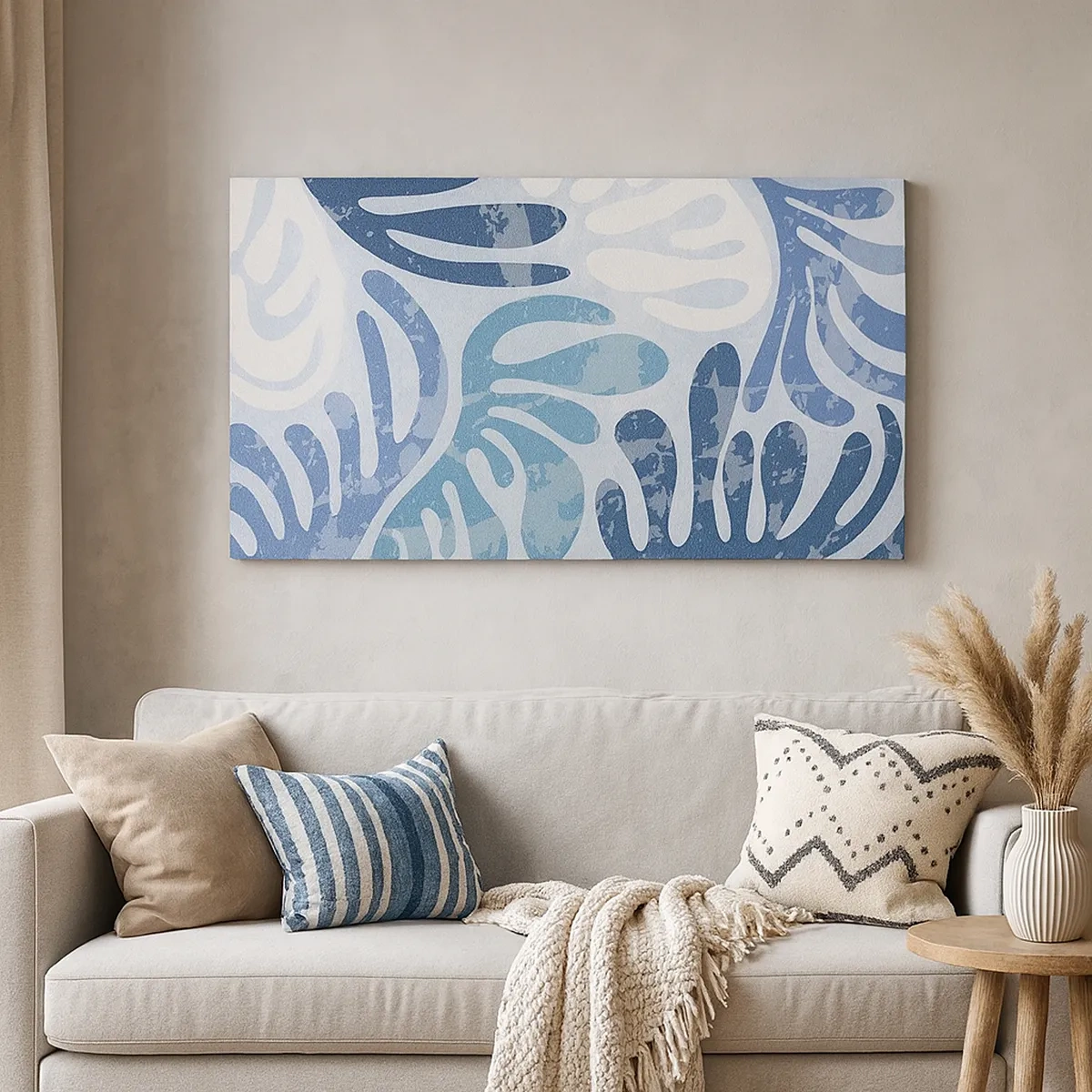 Tablou pe pânză - Ferigi albastre - 30x30 cm