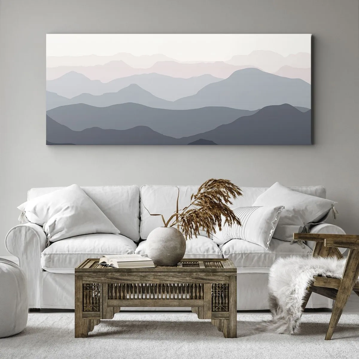 Tablou pe pânză - Valuri de munți - 100x40 cm