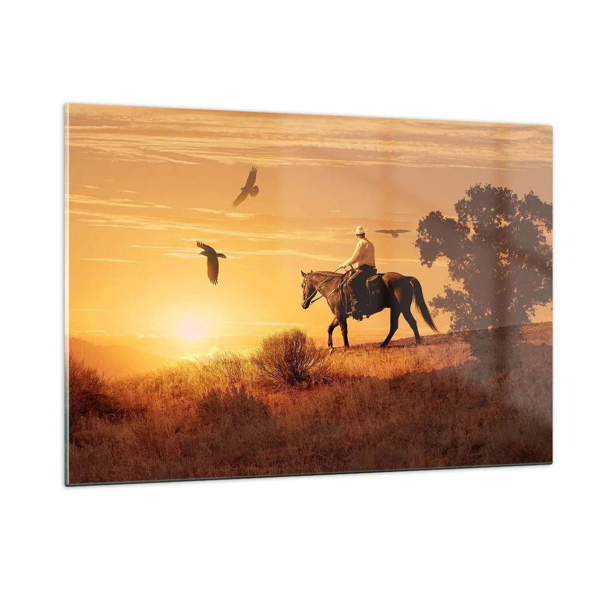 Tablou pe sticlă - Singur peste prerie - 120x80 cm