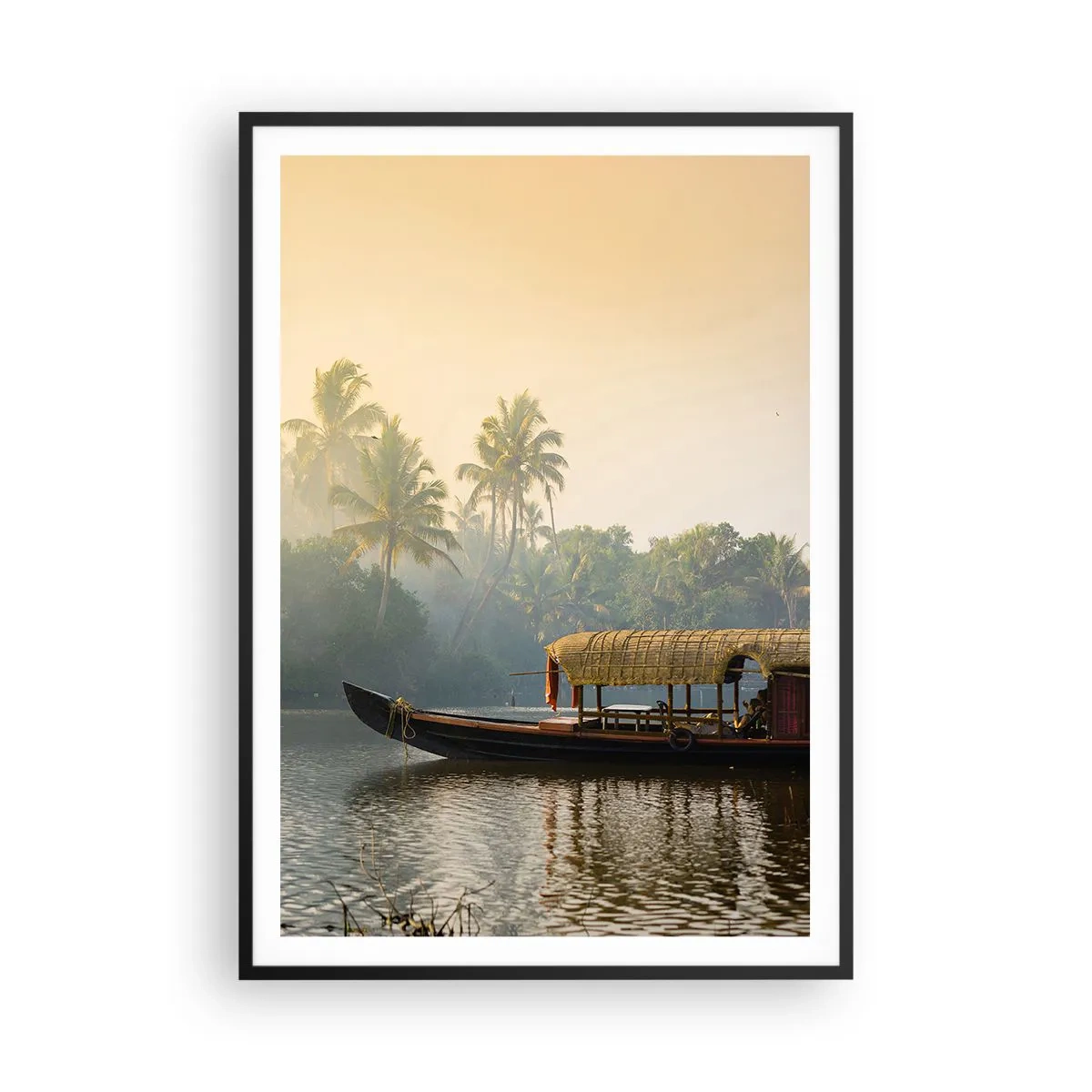 Poster în ramă neagră - Casă pe râu - 70x100 cm