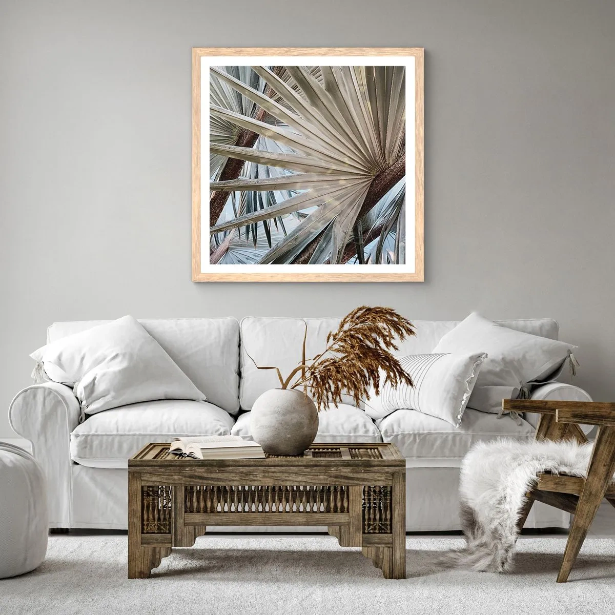 Poster în ramă de stejar deschis - Evantaie din tropice - 30x30 cm