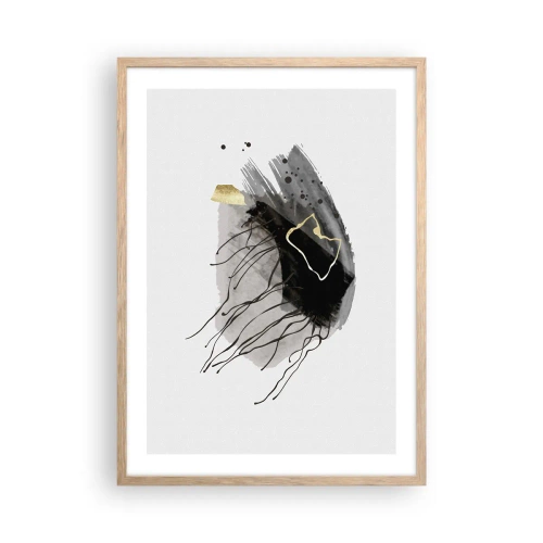 Poster în ramă de stejar deschis - Negru și aur - 50x70 cm