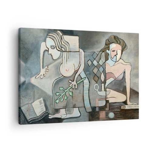 Tablou pe pânză Canvas - Figuri abstracte într-o compoziție simbolică cu o semnificație profundă - 70x50cm - Un mozaic de spirit și materie - Decorațiune modernă pentru perete pentru living și dormitor ARTTOR