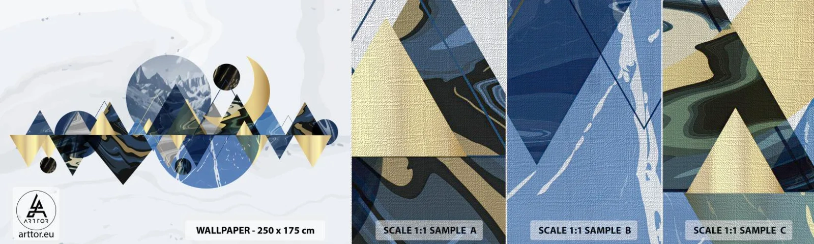 Mostră tapet Premium Canvas - Peisaj geometric - Abstracția, Munţi, Bucată - 100x30 cm