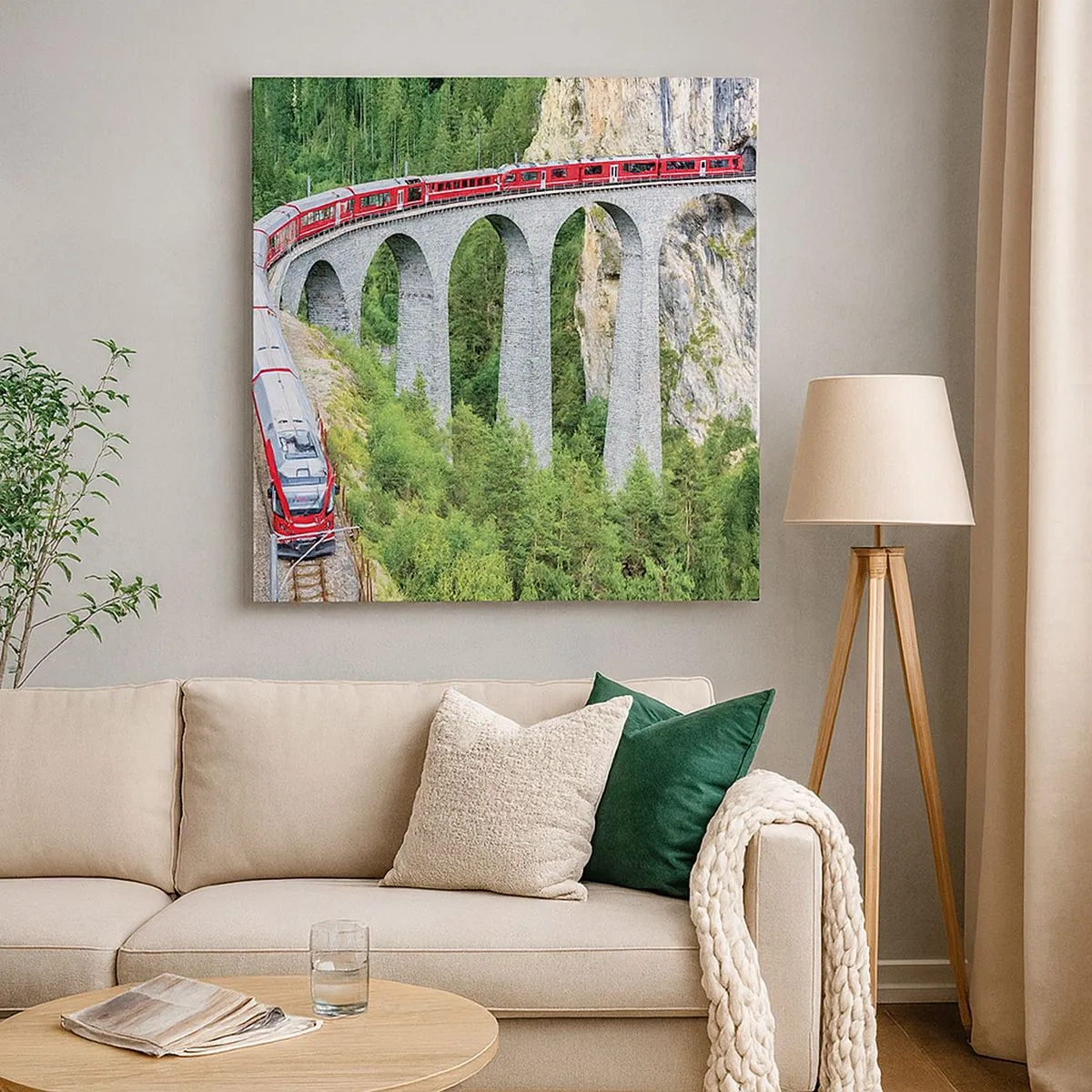 Tablou pe pânză - Cu trenul prin munți - 30x30 cm