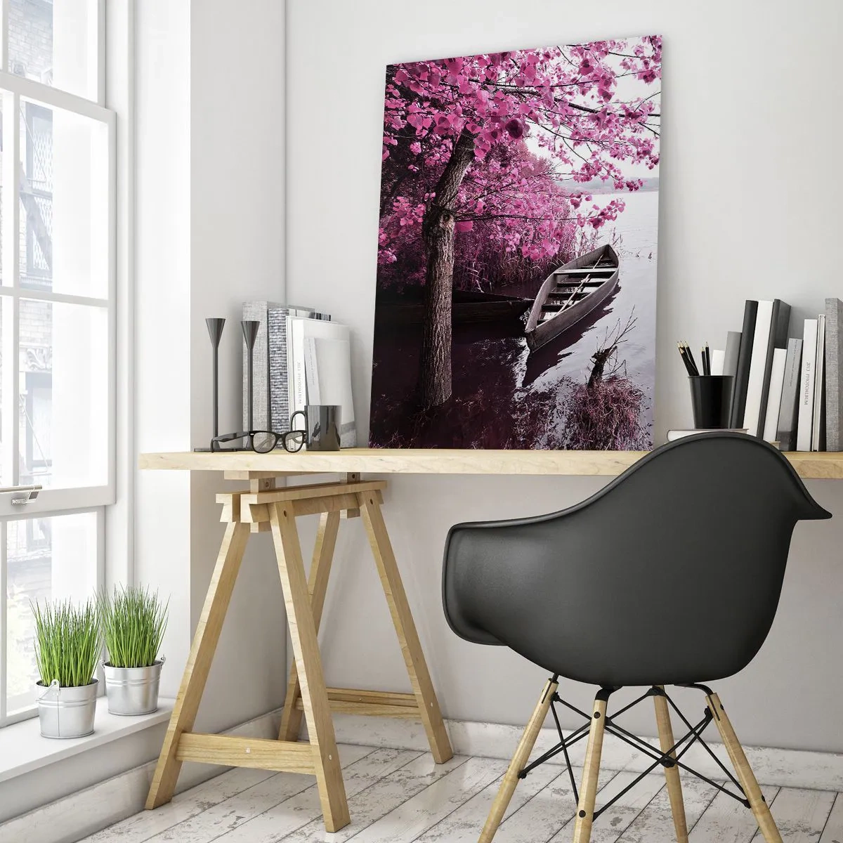 Tablou pe sticlă - În tăcerea roz - 50x70 cm