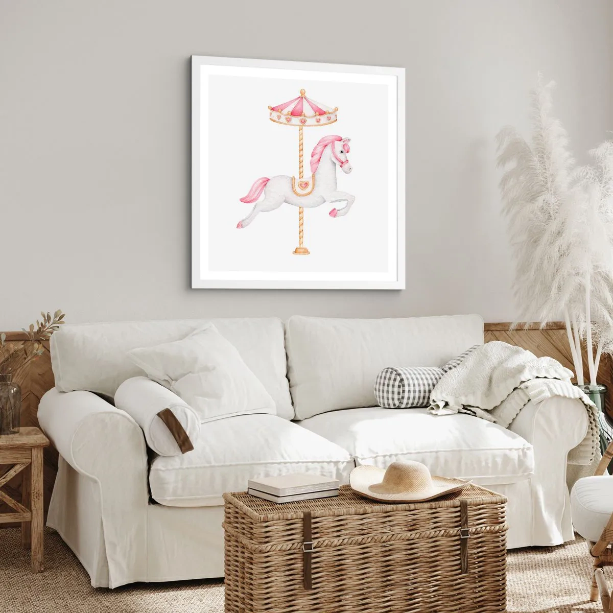 Poster în ramă albă - A pornit la cursă - 40x40 cm