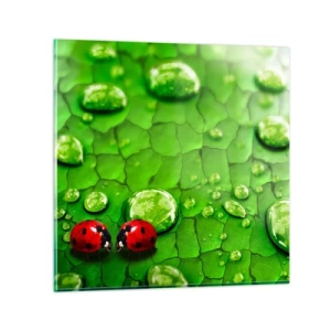 Tablou pe sticlă - Întâlnire în verde - 70x70 cm