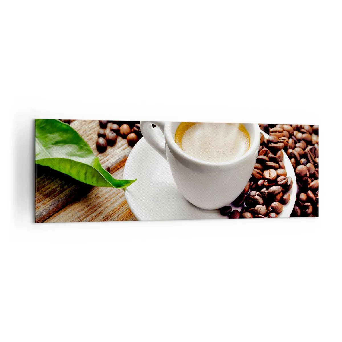 Tablou pe pânză - Cafea pe bancă - 160x50 cm