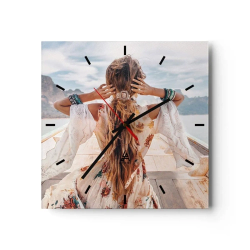 Ceas de perete - Ceas pe sticlă - Pe drumul spre fericire - 40x40 cm