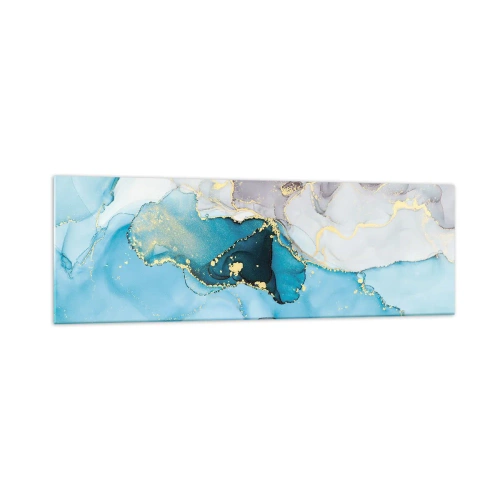 Tablou pe sticlă - Un studiu al întâlnirii dintre gri și turcoaz - 160x50 cm