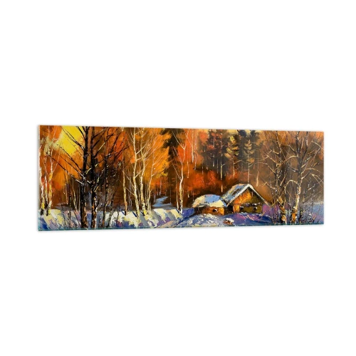 Tablou pe sticlă - Impresie de iarnă în soare - 160x50 cm
