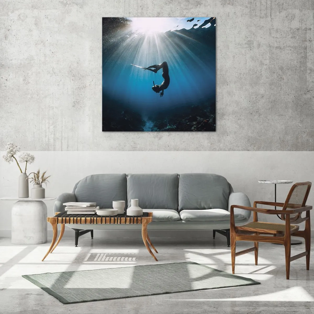Tablou pe sticlă - Dans subacvatic - 40x40 cm